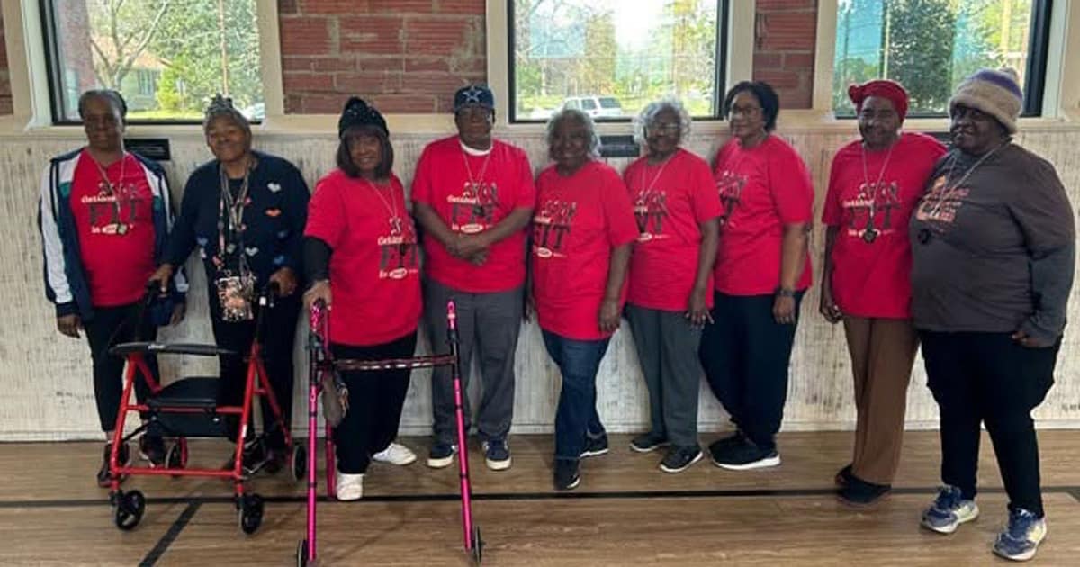 Nine participants in Common Ground's Tremendous Tuesday Walking & Exercise Group